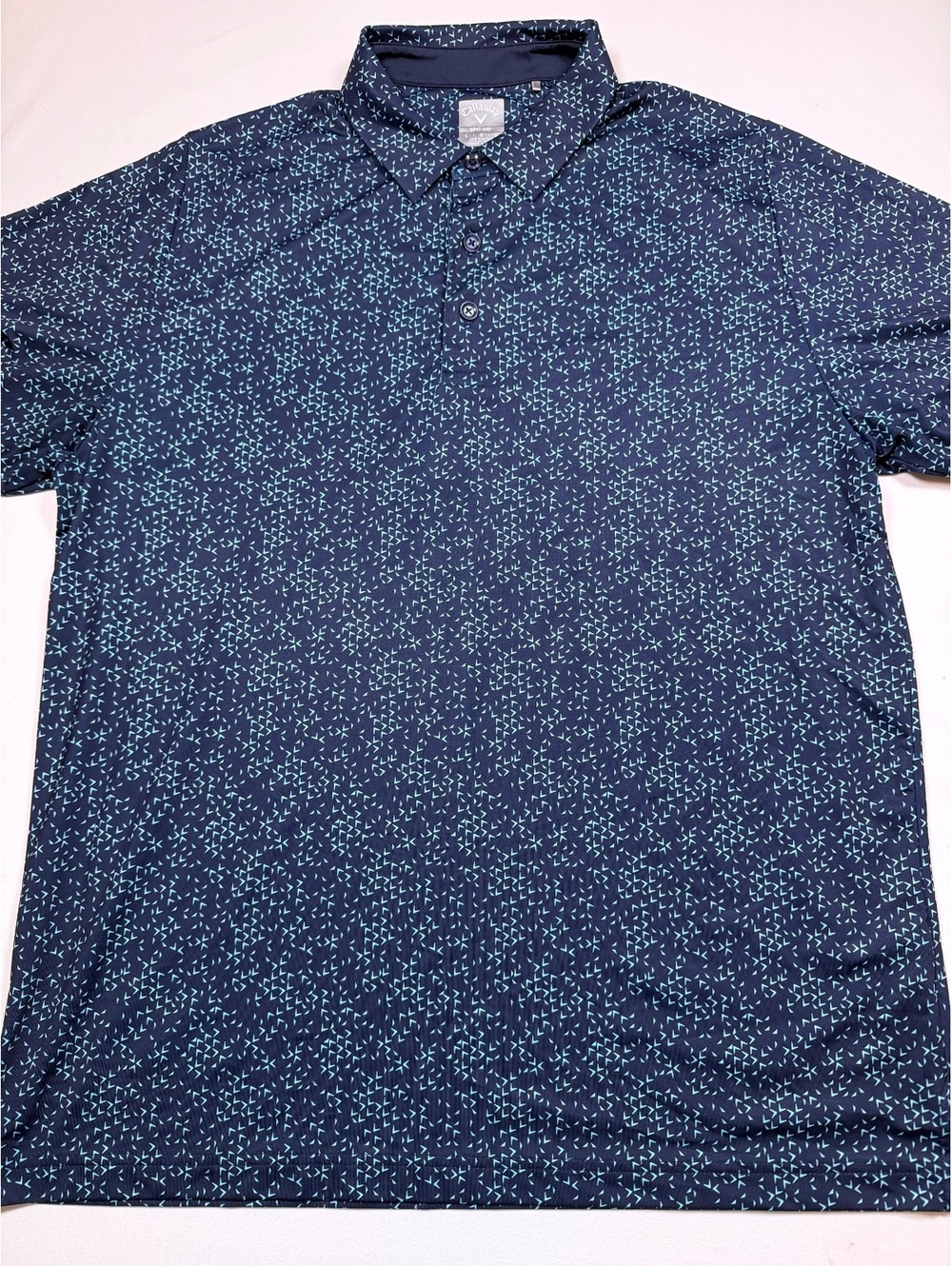 Callaway Opti-Dri Men's Golf Polo Shirt Navy Blue with Light Blue Pattern Size G